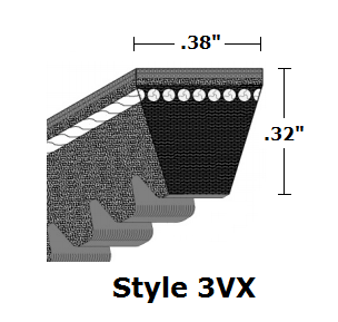 3VX375 Cogged Wedge Raw Edge V- Belt - 3VX - 37.5