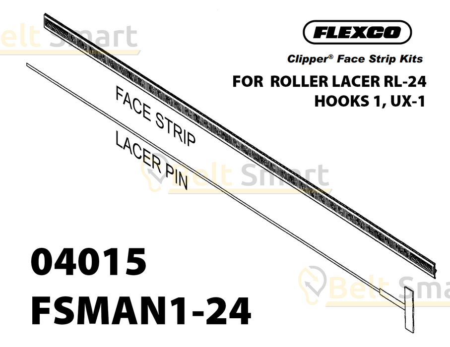FSMAN1-24 by Flexco | #04015 | Clipper Manual Roller Lacer Face Strip | 24" Belt Width | Hook Size: 1, UX-1