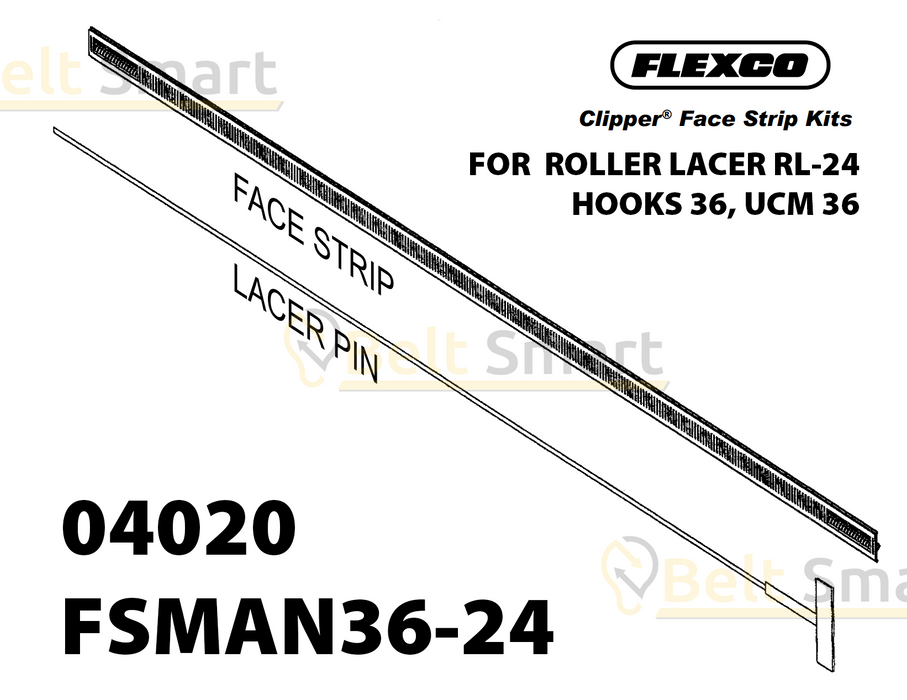 FSMAN36-24 by Flexco | #04020 | Clipper Manual Roller Lacer Face Strip | 24" Belt Width | Hook Size: 36, UCM36