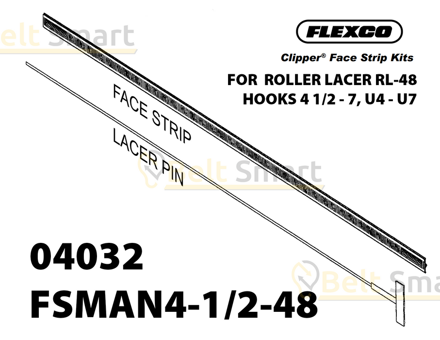 FSMAN4-1/2-48 by Flexco | #04032 | Clipper Manual Roller Lacer Face Strip | 48" Belt Width | Hook Size:4-1/2-7, U4-U7