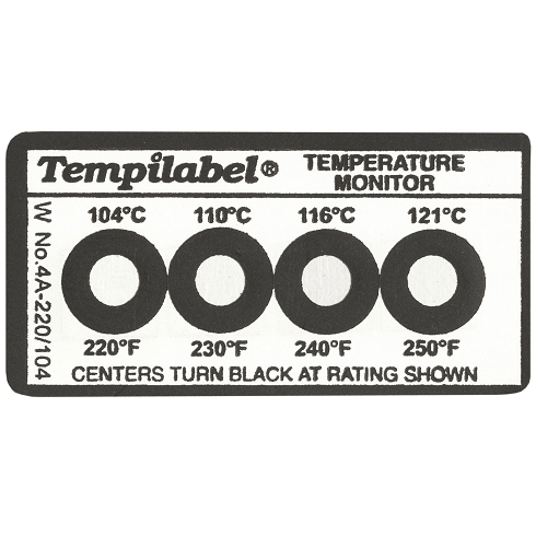 026703 Tempil Tempilabel Series 4 Temperature Indicating Labels: 190 deg. F to 220 deg. F / 88 deg. C to 104 deg. C - (Pack of 10) - Beltsmart