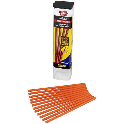 096009 Markal TRADES MARKER Refill Pack (12 Sticks) - Orange - (Carded) (Case of 24) - Beltsmart