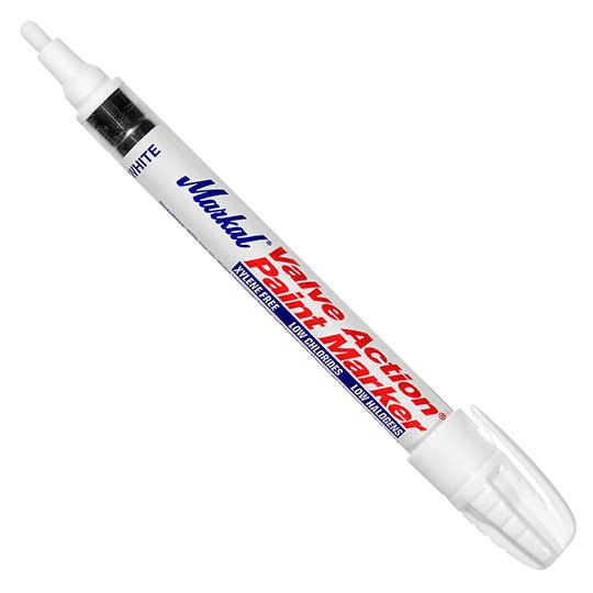 096810 Markal Valve Action Paint Marker - 1/8" (3 mm) Mark Size - White (Display Box) - Beltsmart