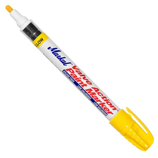 096821 Markal Valve Action Paint Marker - 1/8" (3 mm) Mark Size - Yellow (Case of 48) - Beltsmart