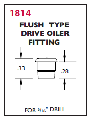 1814 Alemite Flush Type Threaded - Drive Fitting - Thread: Drive - Type: Straight - Overall Length: 3/8" - Shank Length: 5/16" - Drill Diameter: 3/16" - Beltsmart