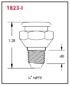 1823-1 Alemite Button Head Giant Fitting - Thread, 1/4" NPTF - Hex Size, 7/8" - Overall Length, 1-1/4" - Shank Length, 1/2" - Beltsmart