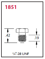 1851 Alemite Flush Type Threaded Hex Fitting - Thread, 1/4"-28 NF - Type, Hex - Overall Length, 13/32" - Shank Length, 19/64" - Beltsmart