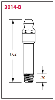 3014-B Alemite 1/4"-28 Taper Thread Straight Fitting - Hex Size, 5/16" - Overall Length, 1-5/8" - Shank Length, 1" - Beltsmart