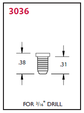 3036 Alemite Flush Type Threaded - Drive Fitting - Thread: Drive - Type: Straight - Overall Length: 3/8" - Shank Length: 5/16" - Drill Diameter: 3/16" - Beltsmart
