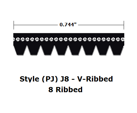 380J8 by Bestorq | V- Ribbed Belt | 8 Ribs | J8 Section | 38" O.C.