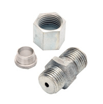 381282-1 by Alemite | Condensing Fitting | Inlet: 1/4" OD Tube ftg. | Outlet: 1/8" Male PTF | SAE Special Short | Length: 0.38" | Finish: Zinc