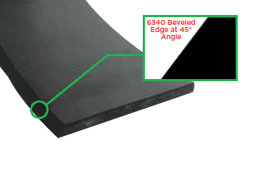 6340-1608 Jason Industrial 6340 SBR Skirtboard Rubber - Beveled Edge - 1/2" Gauge - 8" Width - 50ft