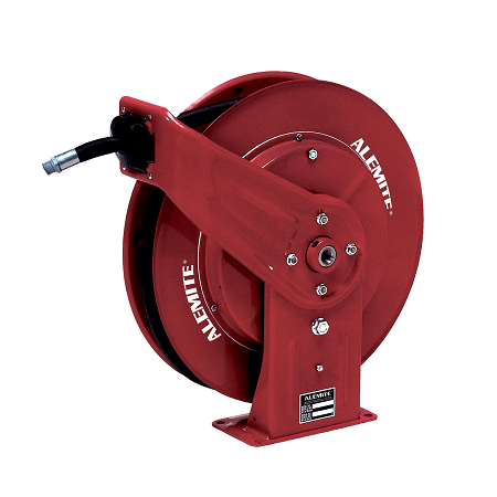 8072-B Alemite Diesel Exhaust Fluid Hose Reel - Max Pressure: 300 PSI - Delivery Hose Specification: 1/2 ID x 30' - Hose Reel Inlet Female: 1/2" BSPP - Delivery Hose Outlet Male: 1/2" BSPP