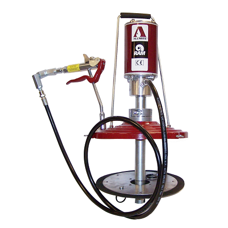 9911-J Alemite Grease Pump - Pneumatic Ram - Portable - Drum Size: 35 Lb - Material Outlet: 3/8" NPTF(f)