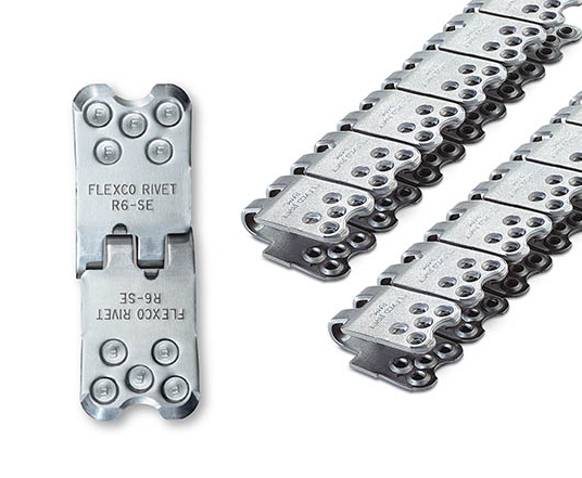 R6-SE-60/1500 Flexco SR Scalloped Edge R6 Rivet Hinged Fasteners - STEEL (2 Continuous Strips) - 40392 - 60" Belt Width