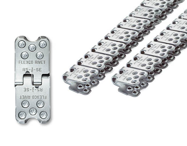 RAR5-1/2-SE-42/1050 Flexco SR Scalloped Edge R5-1/2 Rivet Hinged Fasteners - RUSTALLOY (2 Continuous Strips) - 41391 - 42" Belt Width