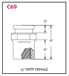 C69 Alemite Button Head Standard Fitting - Thread, 1/8" NPTF(f) - Hex Size, 5/8" - Overall Length, 31/32" - Shank Length, 13/32"