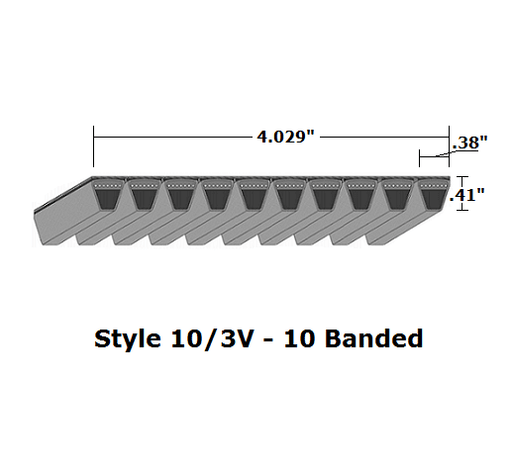 10/3V500 Wedge 10- Banded Wrapped V- Belt - 10/3V - 50" O. C. - Beltsmart