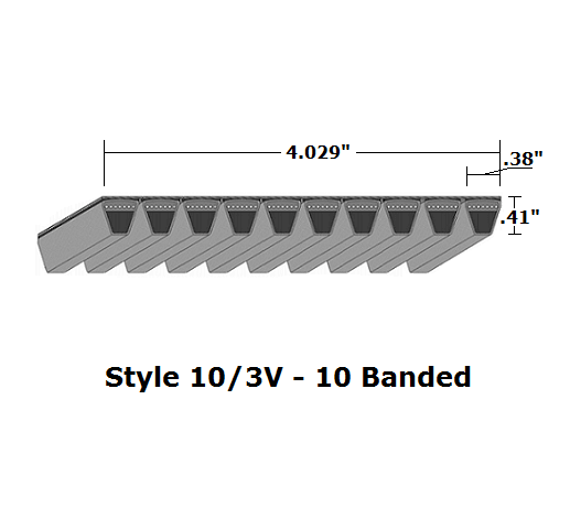 10/3V1120 Wedge 10- Banded Wrapped V- Belt - 10/3V - 112" O. C. - Beltsmart