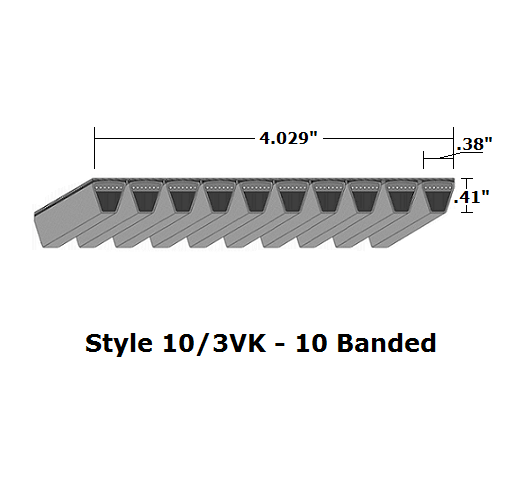 10/3VK1320 Wedge 10- Banded Kevlar V- Belt - 10/3VK - 132" O. C. - Beltsmart