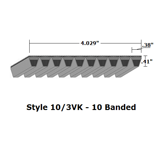 10/3VK1180 Wedge 10- Banded Kevlar V- Belt - 10/3VK - 118" O. C. - Beltsmart