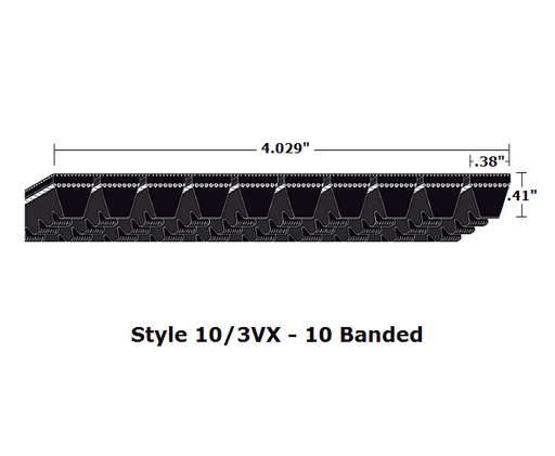 10/3VX300 Wedge 10- Banded Cogged Cut Edge V- Belt - 10/3VX - 30" O. C. - Beltsmart