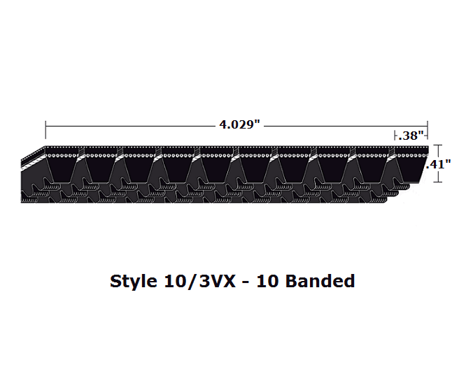 10/3VX530 Wedge 10- Banded Cogged Cut Edge V- Belt - 10/3VX - 53" O. C. - Beltsmart