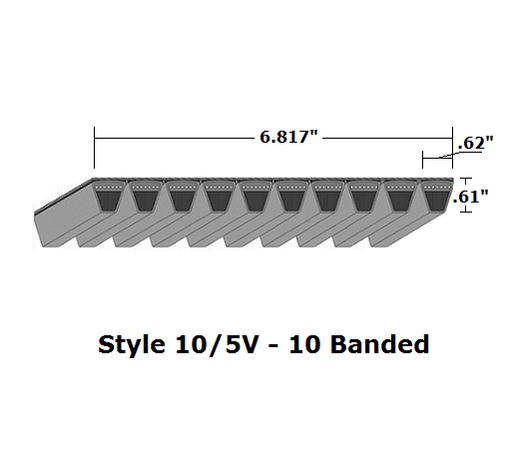 10/5V1800 Wedge 10- Banded Wrapped V- Belt - 10/5V - 180" O. C. - Beltsmart