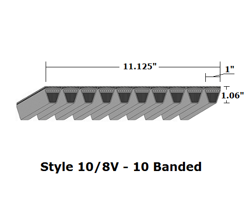 10/8V2360 Wedge 10- Banded Wrapped V- Belt - 10/8V - 236" O. C. - Beltsmart