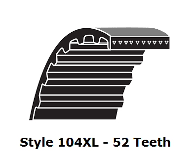 104XL025 XL Trapezoidal Timing Belt - 104XL - 52 Teeth - 0.25" Width - Beltsmart
