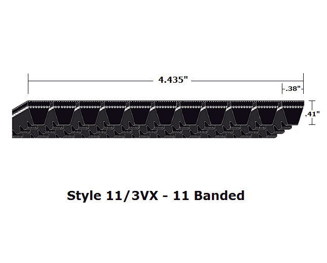 11/3VX315 Wedge 11- Banded Cogged Cut Edge V- Belt - 11/3VX - 31.5" O. C. - Beltsmart