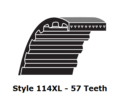 114XL025 XL Trapezoidal Timing Belt - 114XL - 57 Teeth - 0.25" Width - Beltsmart