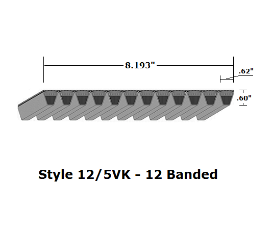 12/5VK1500 Wedge 12- Banded Kevlar V- Belt - 12/5VK - 150" O. C. - Beltsmart