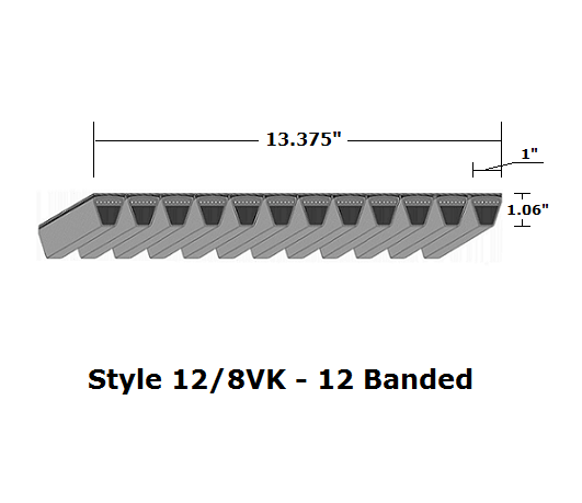 12/8VK2360 Wedge 12- Banded Kevlar V- Belt - 12/8VK - 236" O. C. - Beltsmart