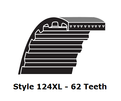 124XL025 XL Trapezoidal Timing Belt - 124XL - 62 Teeth - 0.25" Width - Beltsmart