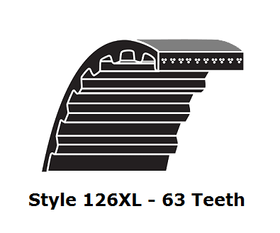 126XL100 XL Trapezoidal Timing Belt - 126XL - 63 Teeth - 1.00" Width - Beltsmart