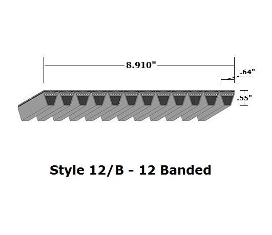 12/B51 Classical 12- Banded Wrapped V- Belt - 12/B - 54" O. C. - Beltsmart