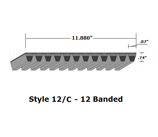 12/C85 Classical 12- Banded Wrapped V- Belt - 12/C - 89" O. C. - Beltsmart