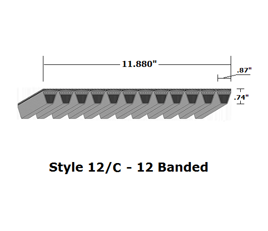 12/C90 Classical 12- Banded Wrapped V- Belt - 12/C - 94" O. C. - Beltsmart