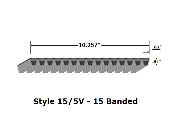 15/5V2240 Wedge 15- Banded Wrapped V- Belt - 15/5V - 224" O. C. - Beltsmart