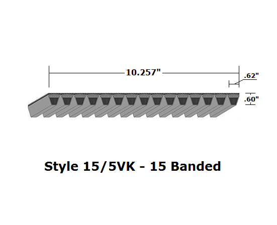 15/5VK3550 Wedge 15- Banded Kevlar V- Belt - 15/5VK - 355" O. C. - Beltsmart