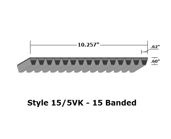 15/5VK1500 Wedge 15- Banded Kevlar V- Belt - 15/5VK - 150" O. C. - Beltsmart