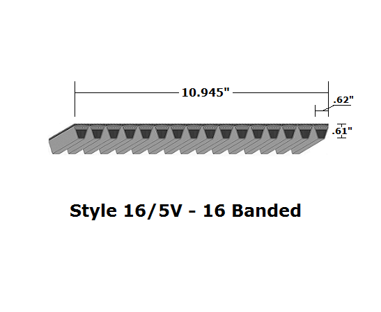 16/5V710 Wedge 16- Banded Wrapped V- Belt - 16/5V - 71" O. C. - Beltsmart