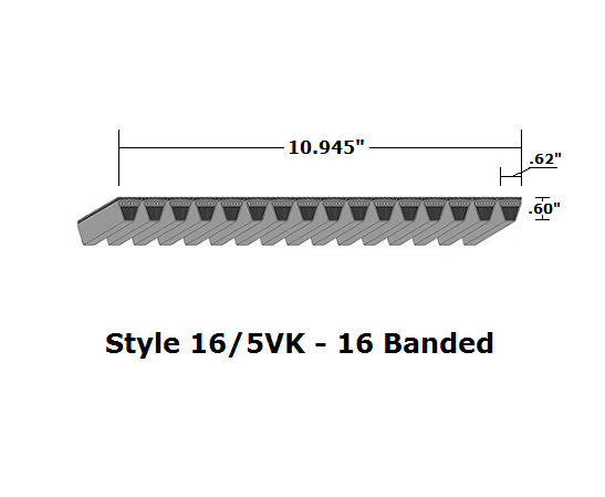 16/5VK1500 Wedge 16- Banded Kevlar V- Belt - 16/5VK - 150" O. C. - Beltsmart