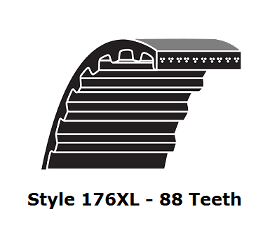 176XL025 XL Trapezoidal Timing Belt - 176XL - 88 Teeth - 0.25" Width - Beltsmart