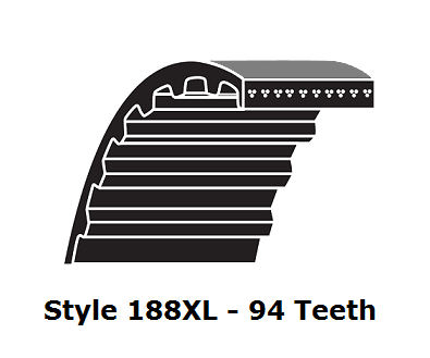 188XL025 XL Trapezoidal Timing Belt - 188XL - 94 Teeth - 0.25" Width - Beltsmart