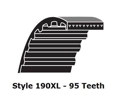 190XL037 XL Trapezoidal Timing Belt - 190XL - 95 Teeth - 0.37" Width - Beltsmart