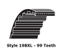 198XL025 XL Trapezoidal Timing Belt - 198XL - 99 Teeth - 0.25" Width - Beltsmart