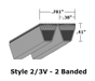 2/3V750 Wedge 2- Banded Wrapped V- Belt - 2/3V - 75" O. C. - Beltsmart