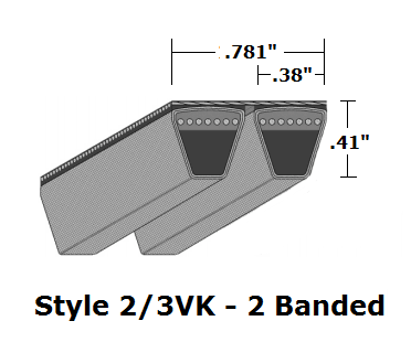 2/3VK1180 Wedge 2- Banded Kevlar V- Belt - 2/3VK - 118" O. C. - Beltsmart